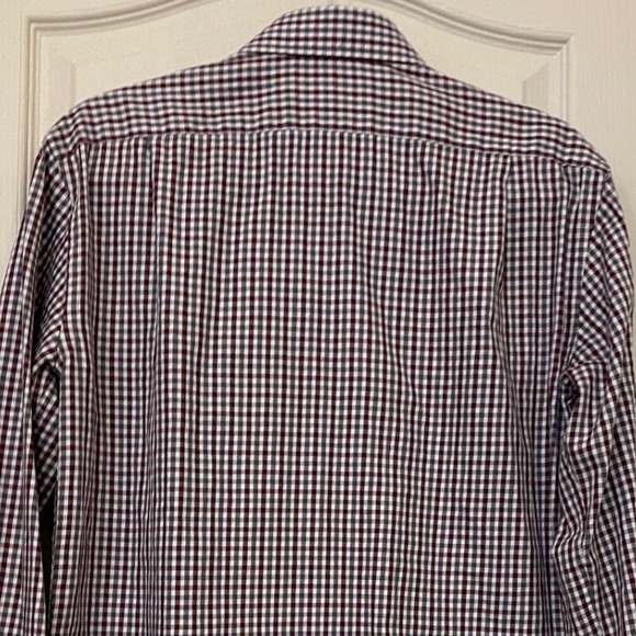 Lorenzo Uomo Trim Fit 15.5 34/35 White Gray Red Check Gingham Button Front Shirt - Picture 10 of 11
